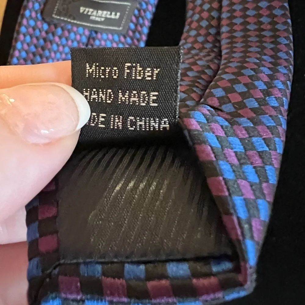 Vitarelli Tie 100% Silk blue and Red Diamond